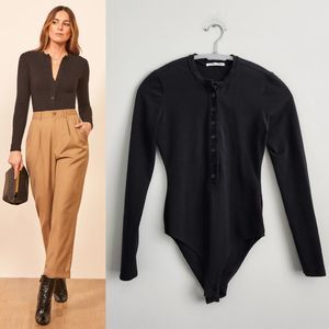 Reformation Nisa Bodysuit in Black - Size XS